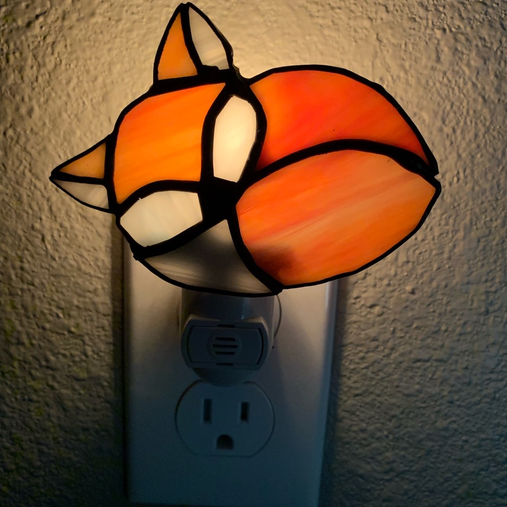 Hand made stained glass fox night light.